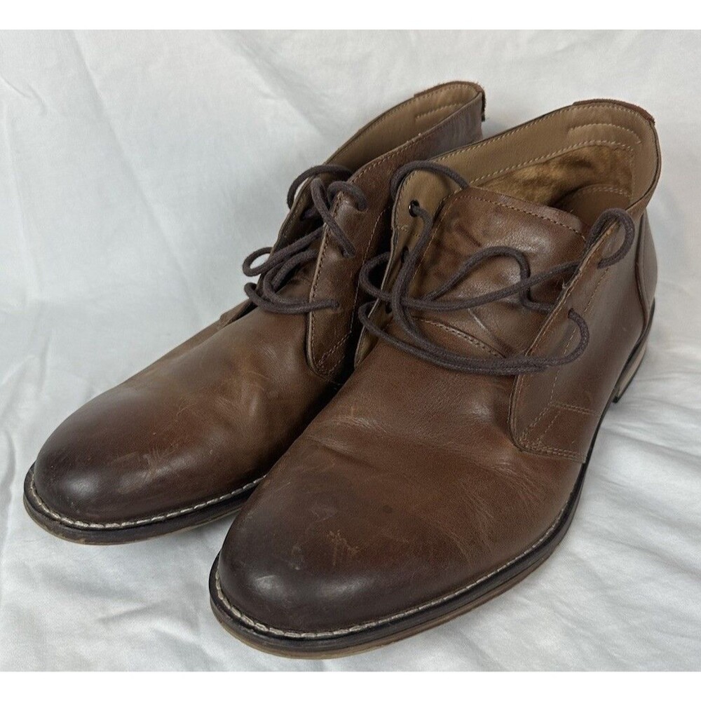 Aston Grey Collection Men's Brown Leather Chukka Ankle Boots Lace-Up size 10